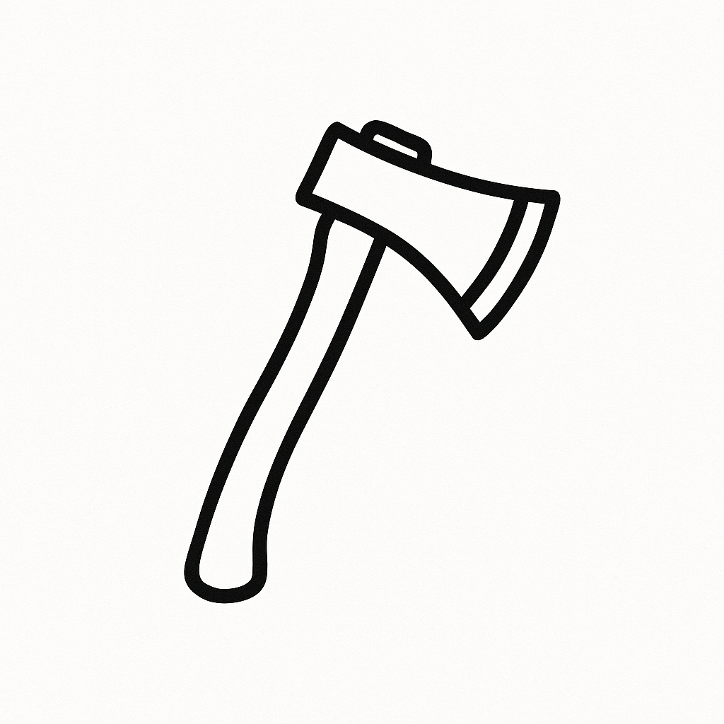 illustration of an axe in black, square image